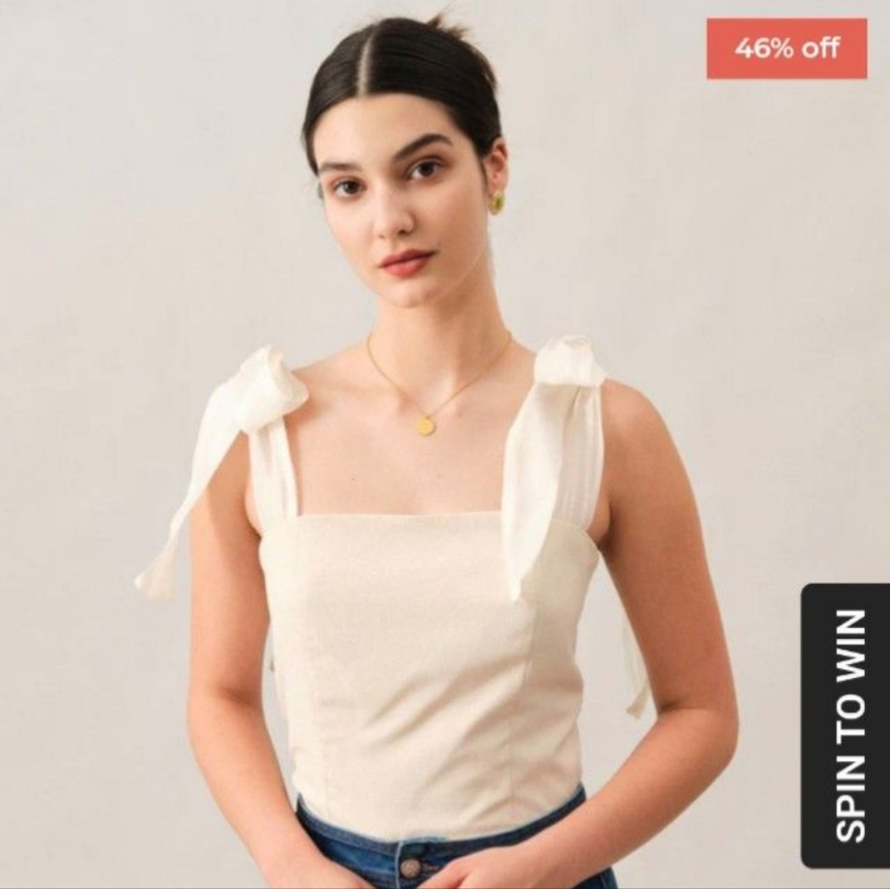Rihoas beige crop tie top